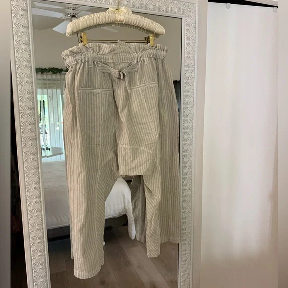 Free People Striped cropped Pants Sky Combo - Picture 3 of 4